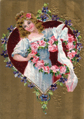 F&eacute;licitations &agrave; maman avec roses et violettes